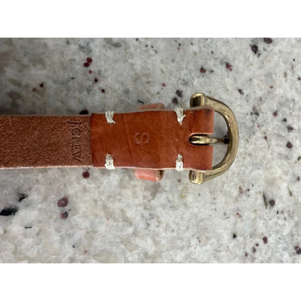 J.Crew Tan Leather Perforated Belt Size S‎